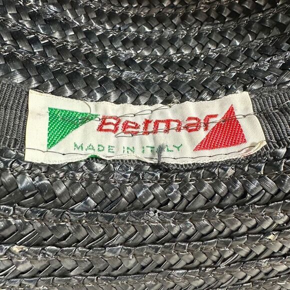 Vintage Betmar Black Italian Straw Brim Hat O/S - Picture 2 of 7